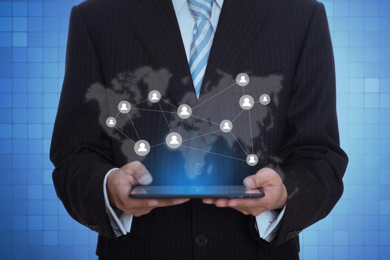 digital tablet node network finance technology trade business globe formal