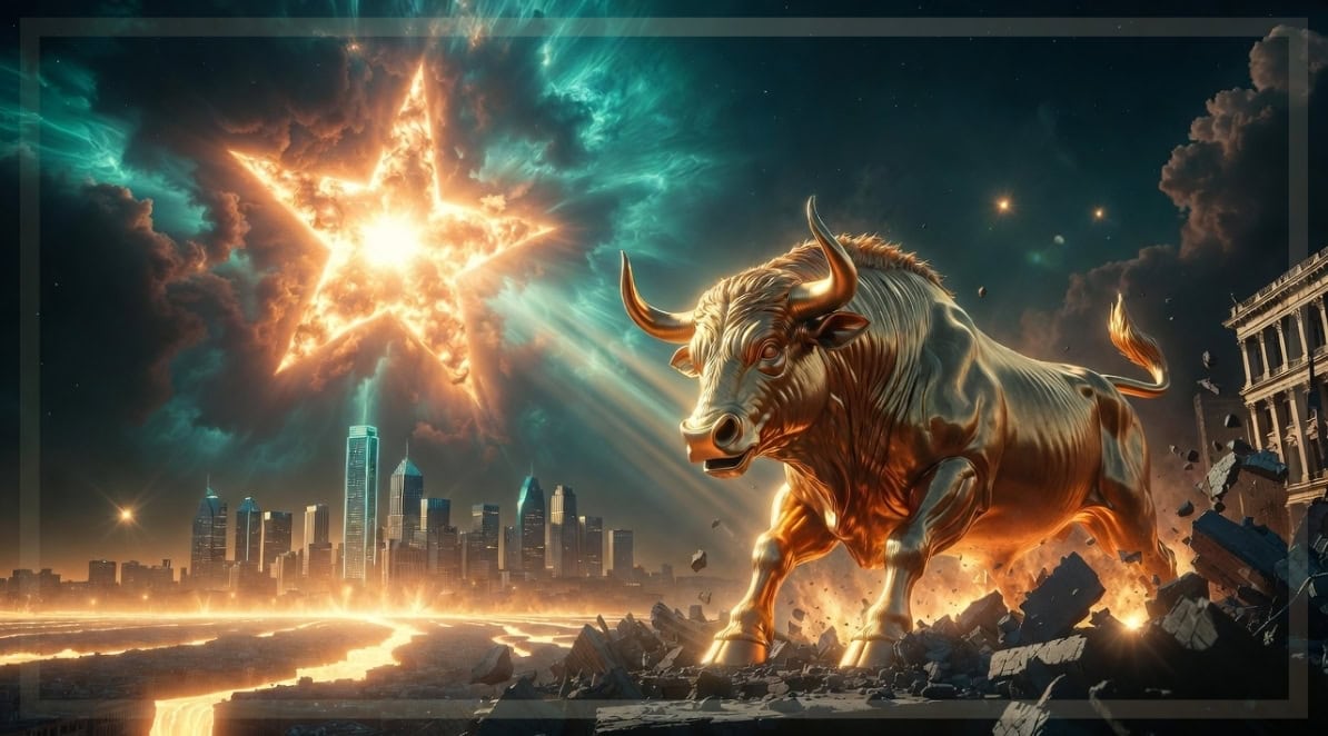 This image shows a bull and texas stock exchange.