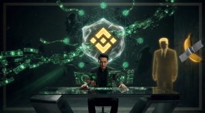 This image shows Justin Sun and President Donald Trump in the background.