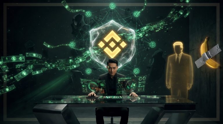 This image shows Justin Sun and President Donald Trump in the background.