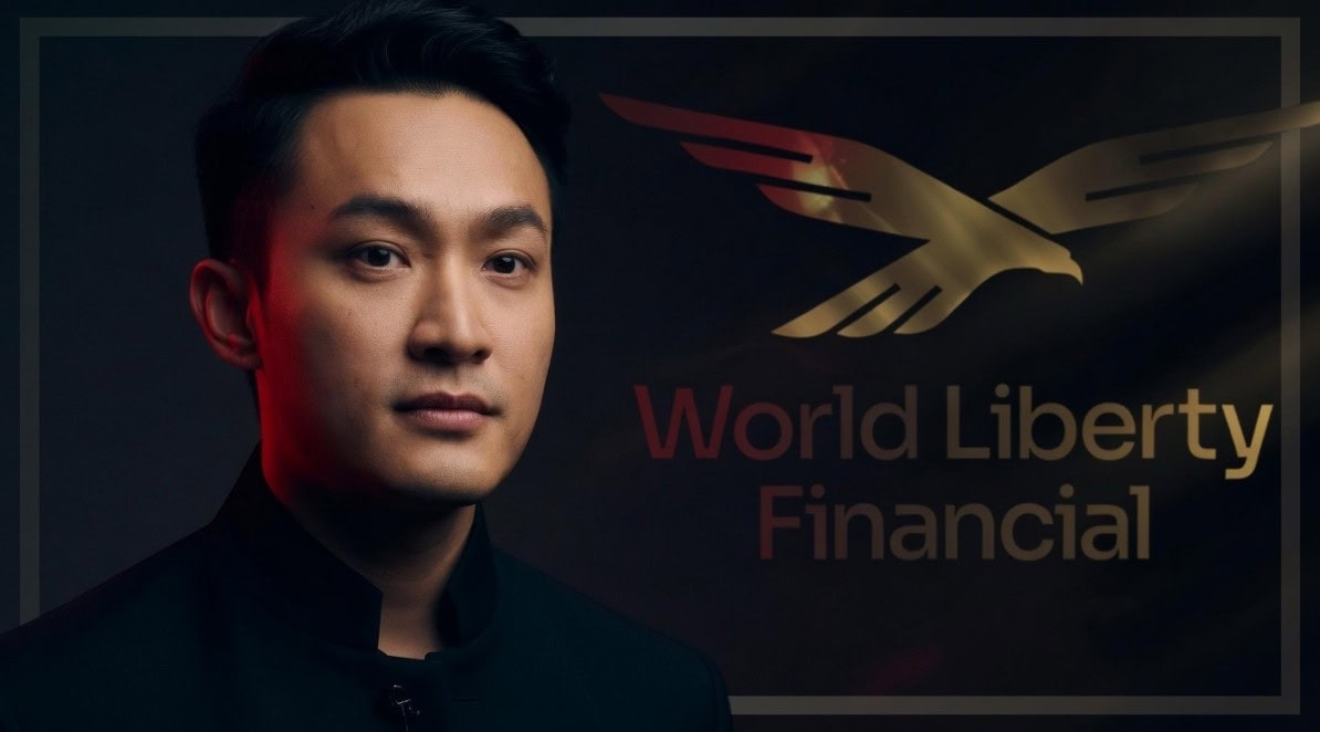 This image shows Justin Sun and the World Liberty Financial logo.