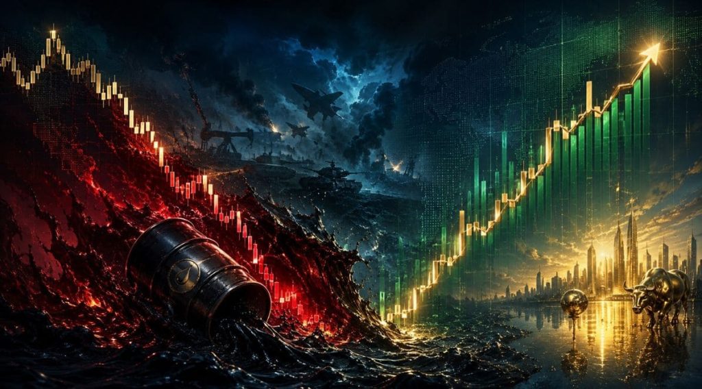 This image shows the Dow Jones and war.