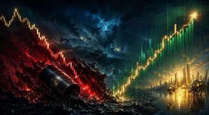 This image shows the Dow Jones and war.