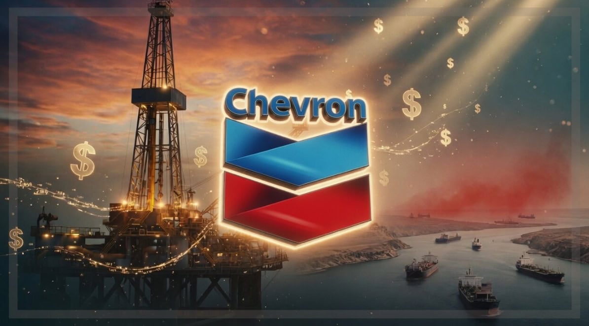 This image shows Chevron and an oil refinery.