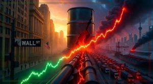 This imge shows an oil pipeline and Wall Street.