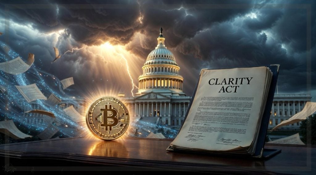 This image shows the CLARITY Act and Bitcoin