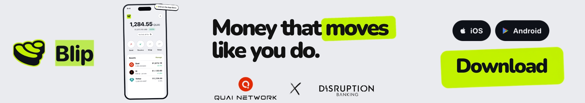 Blip banner on Disruption Banking