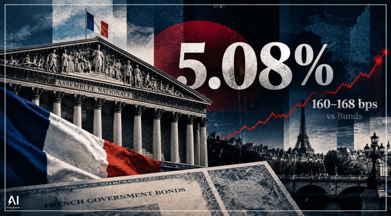 French yields cross 5%, spread widest since 2011